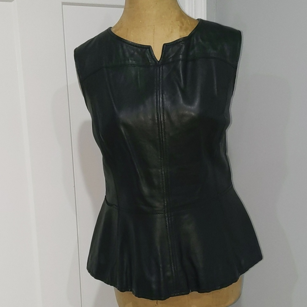 Halogen Leather Peplum Tank